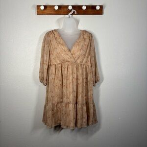 Gilli Stitch Fix Neutral Tiered Floral Boho CottageCore Dress Women’s Size Small